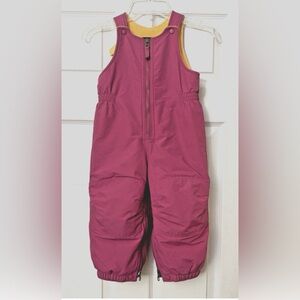 Lands End Snow Bibs Pink Flower Full Opening Zip Bottom Girls 2T